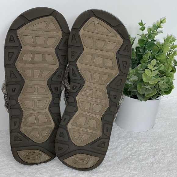 Skechers RelaxedFIT memory foam 360 men’s brown flip-flops, measured size 11 - Picture 6 of 9